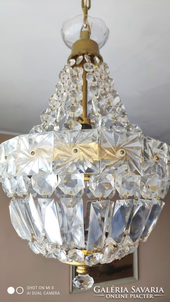 Fabulous Czech crystal chandelier with basket