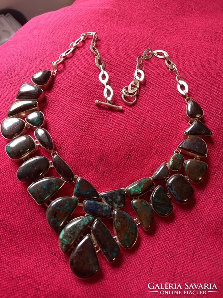 Silver necklaces with chrysocolla semi-precious stones! A real specialty!