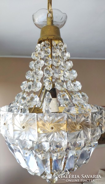 Fabulous Czech crystal chandelier with basket