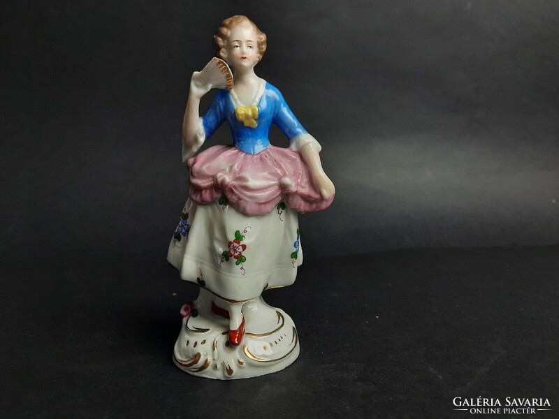 Antik SITZENDORF porcelán - hölgy legyezővel  /422/