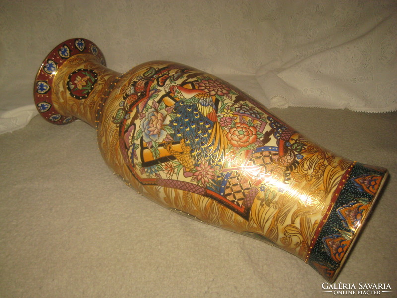 Oriental floor vase, hand painted, with a lot of gold, flawless, approx. 60 cm