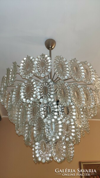 Massive rosette crystal glass chandelier