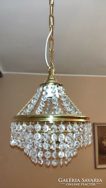 Old Czech basket crystal chandelier