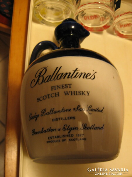 Retro dark blue-cream ballantines bottle