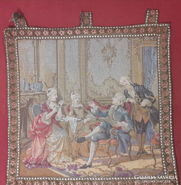 Old baroque tapestry with a scene, tapestry picture (l3444)