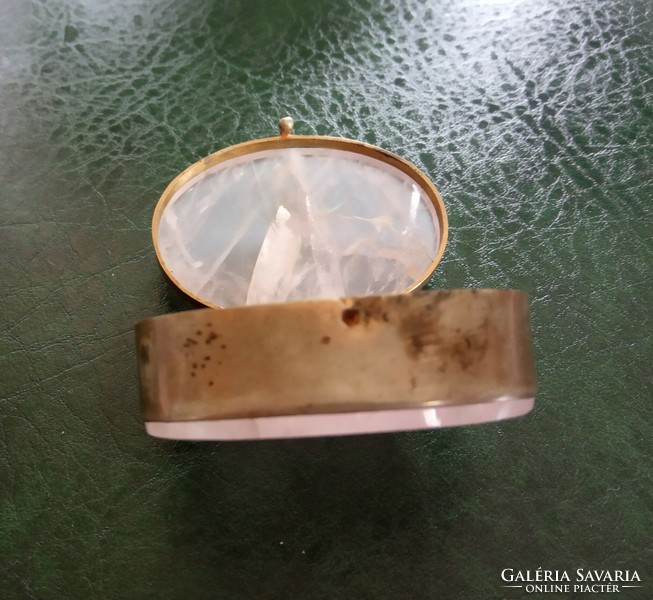 Antique rose quartz copper box jewelry holder ring holder beautiful rare piece