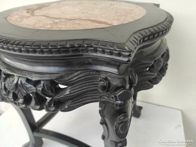 Antique Chinese furniture table with richly carved marble top and vase holder 748 6901