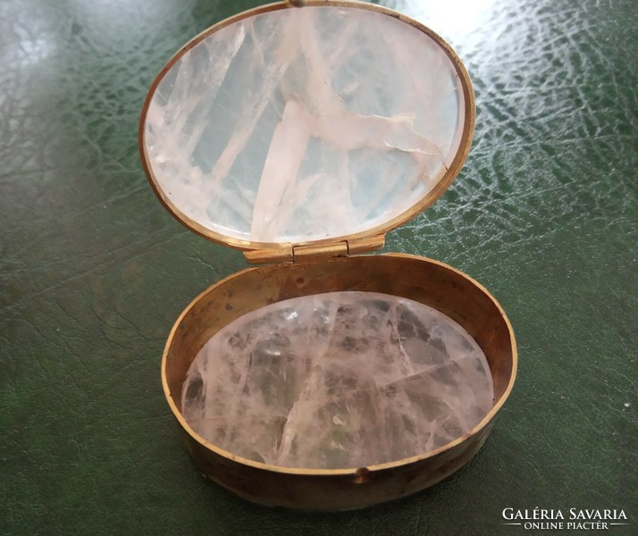 Antique rose quartz copper box jewelry holder ring holder beautiful rare piece
