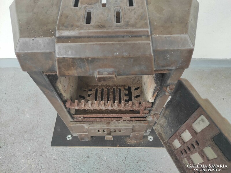 Antique enameled art deco bauhaus cast iron stove fireplace 57 6851
