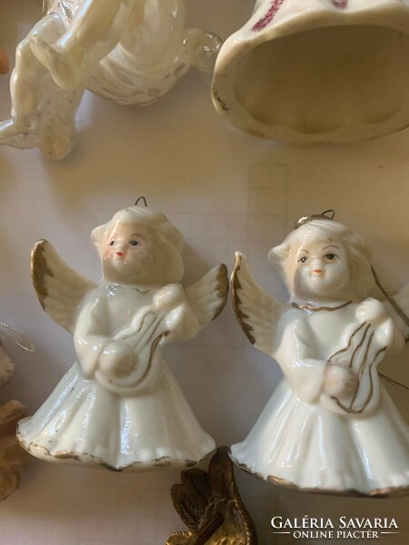 9 ceramic/porcelain/plastic angels