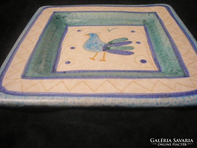 N10 artistic marked bird ceramic wall plate rarity 21.5x 21.5 cm