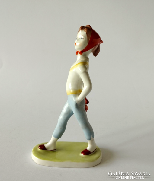 RÉGI SZÉP AQUINCUMI PORCELÁN KISLÁNY ESŐERNYŐVEL FIGURA,NIPP,SZOBROCSKA