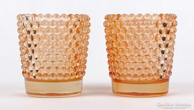 1M052 pair of old peach colored glass glasses with knobs