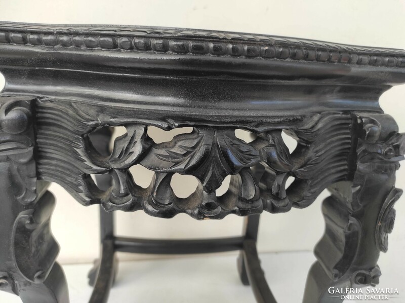 Antik kínai bútor asztal dúsan faragott márványlapos kaspó váza tartó 748 6901