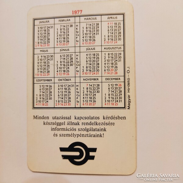 Hungarian State Railways card calendar 1977 máv