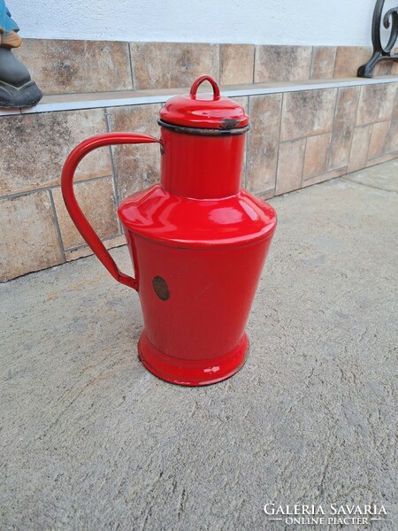 Jászkiséri enameled enameled Ceglédi 2 liter red jug, water jug, jug, nostalgia