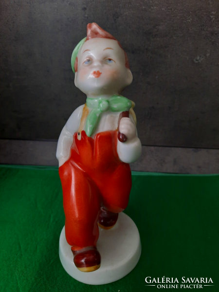 Royal dux porcelain boy with bat and dog figure