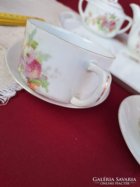 Gyönyörű Oepiag Royal teáskészlet kanna cukortartó tálca tejszínkiöntő mesés porcelán