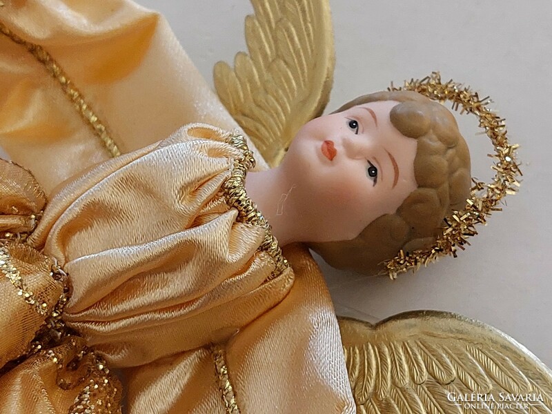 Karácsonyi arany angyal csúcsdísz 20 cm