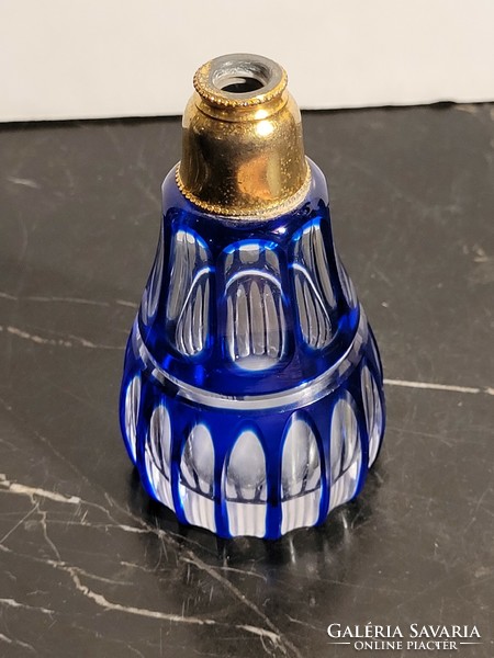 Polished crystal perfume bottle -- blue perfume bottle