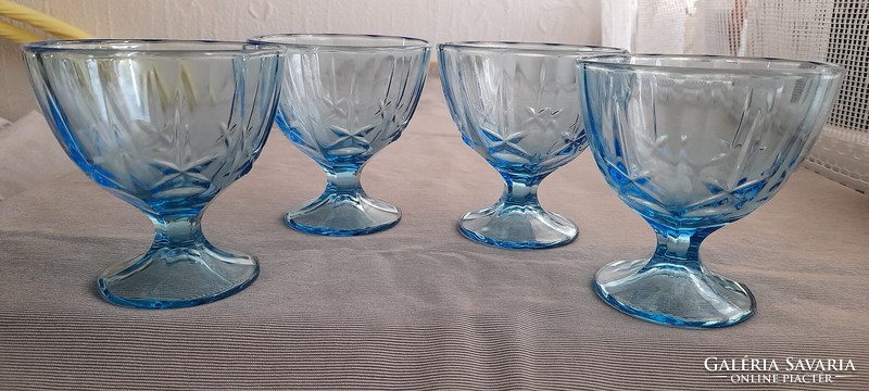 Blue glass dessert goblet with star pattern - 4 pcs -