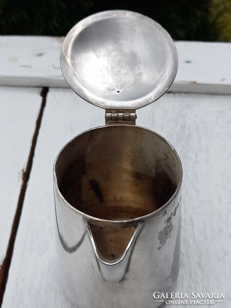 Antik, szecessziós, ezüstözött kávéskanna/tejkiöntő kancsó