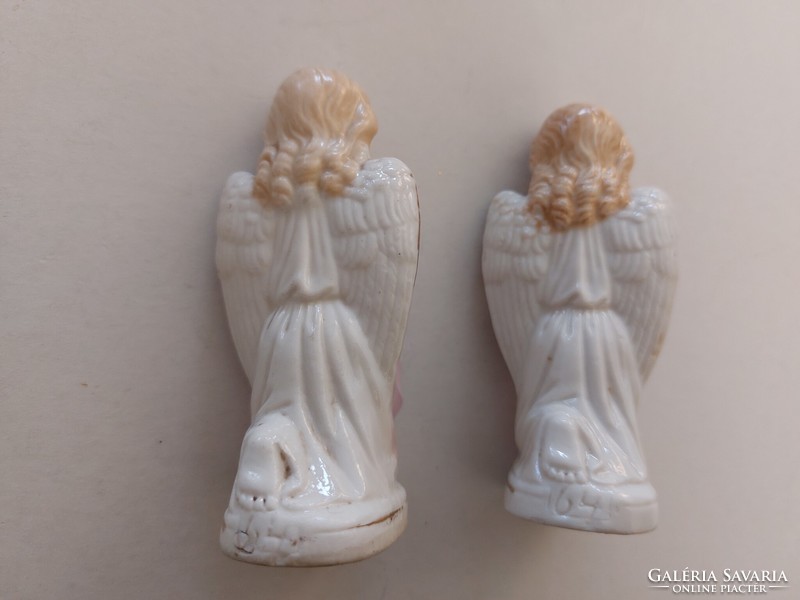 Régi porcelán angyal eozinos aranyszárnyú imádkozó angyalkák 2 db