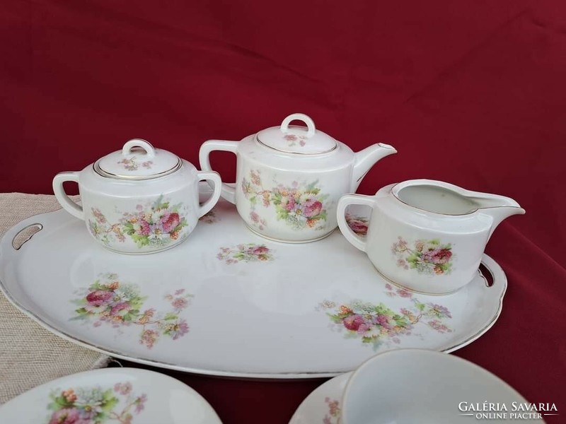 Gyönyörű Oepiag Royal teáskészlet kanna cukortartó tálca tejszínkiöntő mesés porcelán