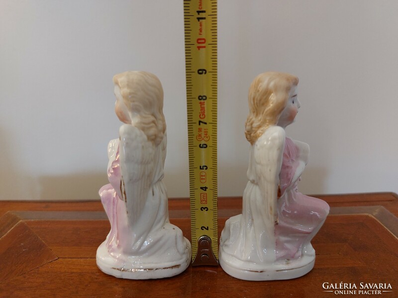 Old porcelain angel eosin gold wings praying angels 2 pcs