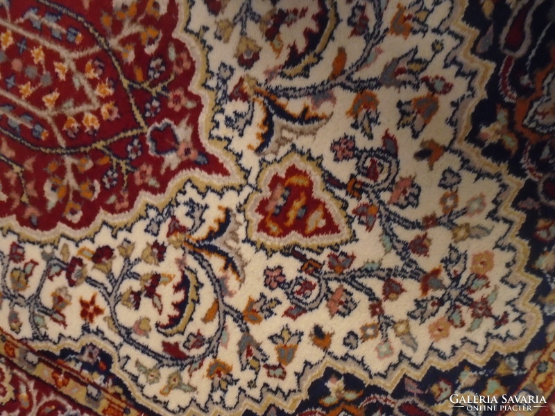 Beautiful medallion motif hand-knotted oriental wool Persian rug is impeccable