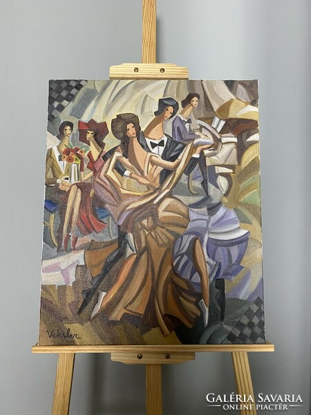 Samuel Veksler olajfestmény eredetiazolással közvetlen a művésztől