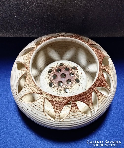 Two-part ceramic ikebana bowl