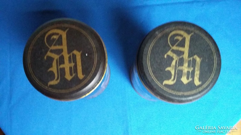 Two old coffee metal / tin cans: golden mocha (1989)