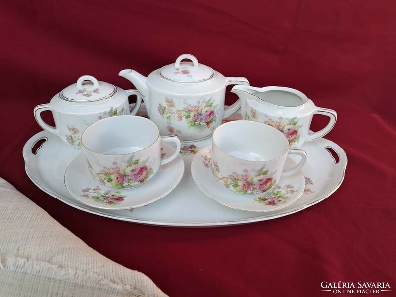 Gyönyörű Oepiag Royal teáskészlet kanna cukortartó tálca tejszínkiöntő mesés porcelán