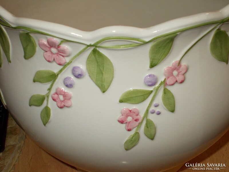 Old beautiful flawless large hand painted porcelain flower pot with markings