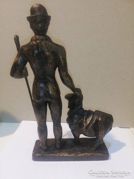 BÁNKUTI ISTVÁN Juhász  képcsarnokos szobor bronzírozott műgyanta