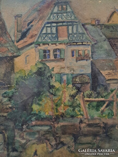 Street scene, watercolor (size with frame 27x34 cm)