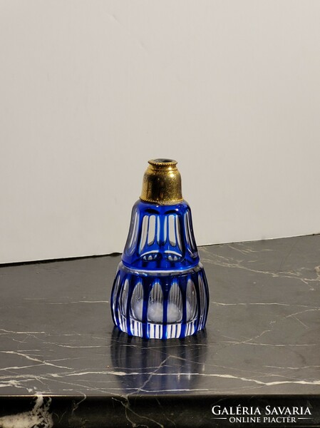 Polished crystal perfume bottle -- blue perfume bottle