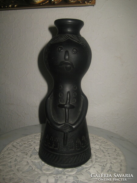 Black ceramic: monk, holding a cross, 21 cm, good condition