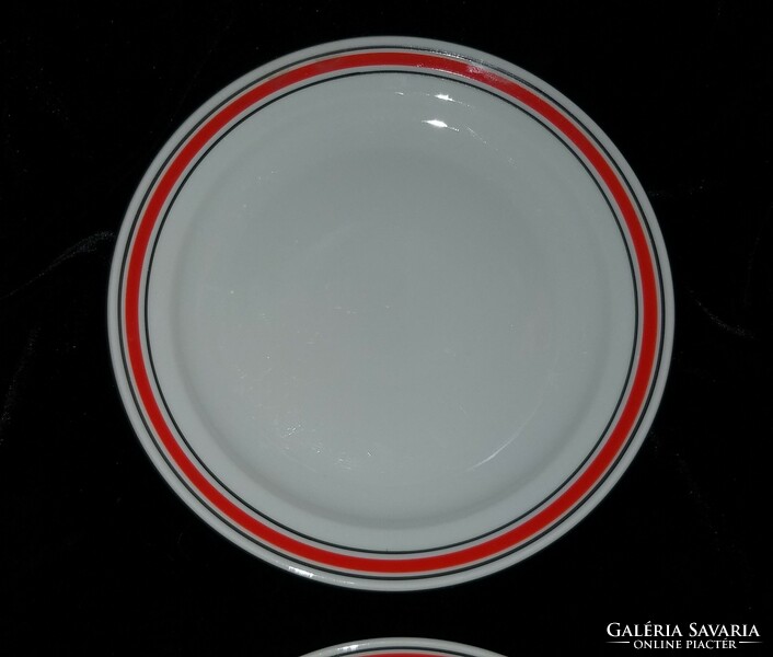 Zsolnay porcelain dessert plate with red black stripes 19 cm