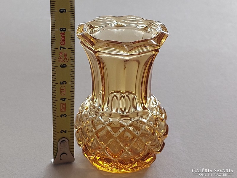 Old glass vase amber colored small vase
