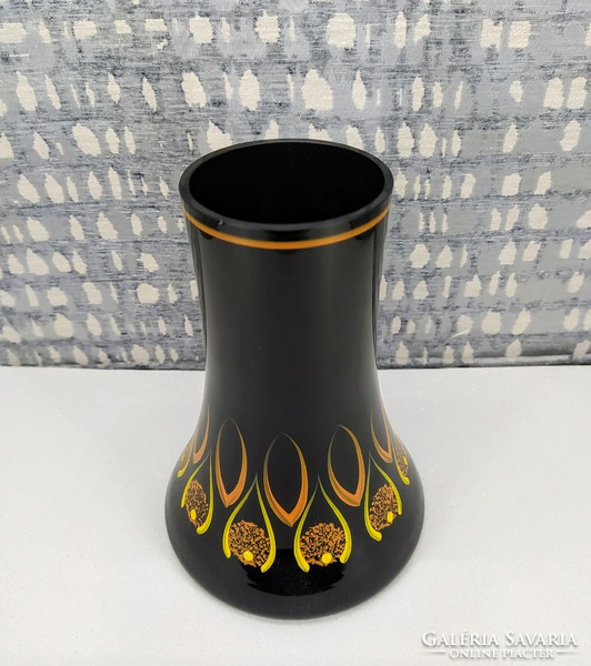 Hand painted retro glass vase