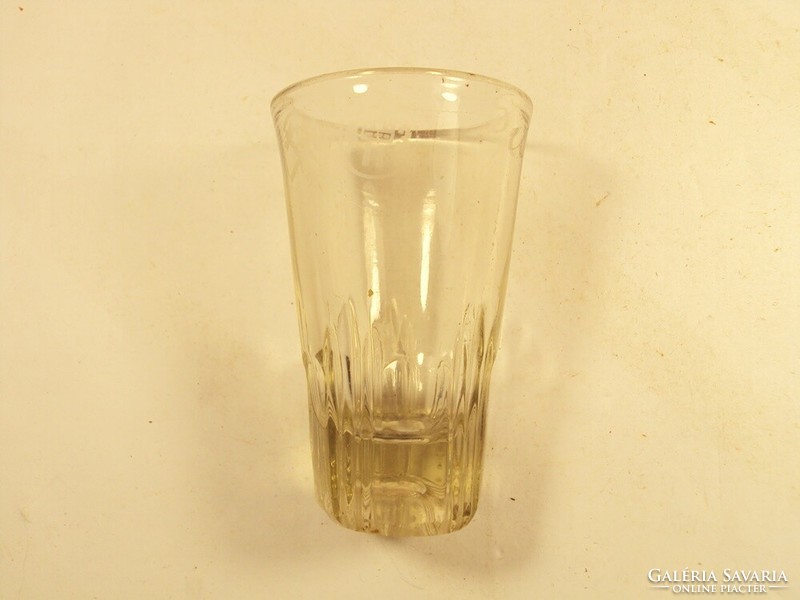 Régi antik üveg röviditalos pohár Kalapács, Szent Korona jelzéssel 1943-as évből 5 cl