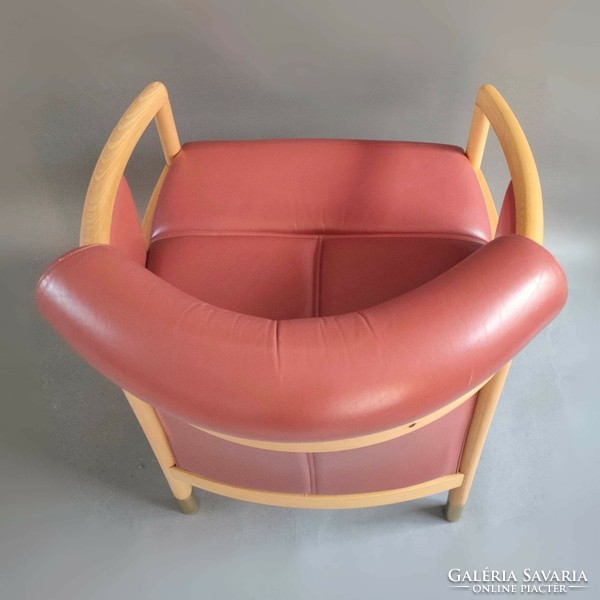 Thonet vienna 1990, leather armchair/pcs