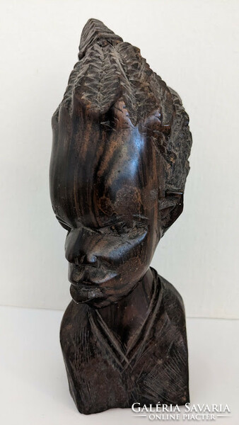 Faragott fej ébenfa szobor Dél-Afrikából masság: 20cm, legnagyobb szélesség 8 cm