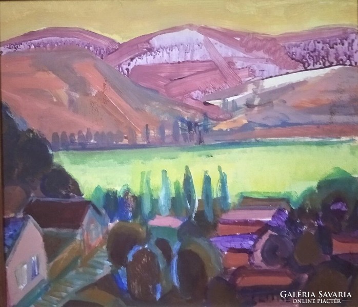 József Litkei's painting: autumn mountains from the artist's legacy