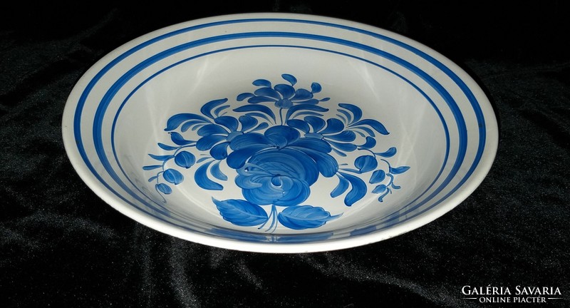Porcelán fali tányér kék virágos kézzel festett 23 cm falitányér falidísz