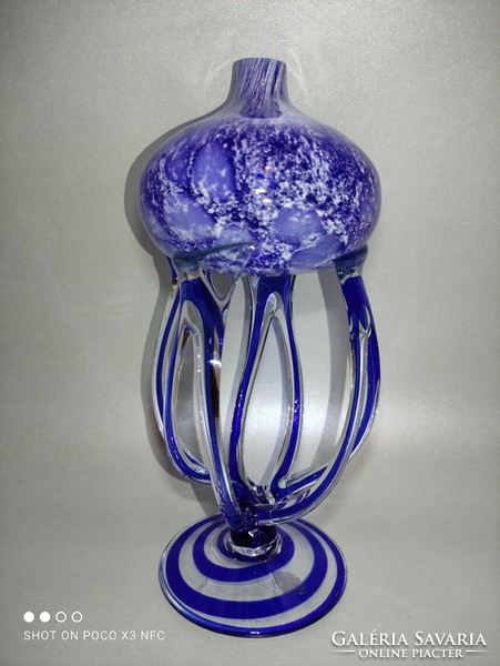 Kék muránói üveg olaj mécses illóolaj párologtató dizájn dísztárgy parfüm illatosító