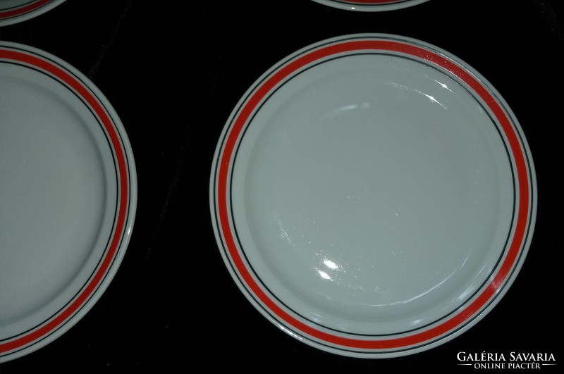 Zsolnay porcelain dessert plate with red black stripes 19 cm