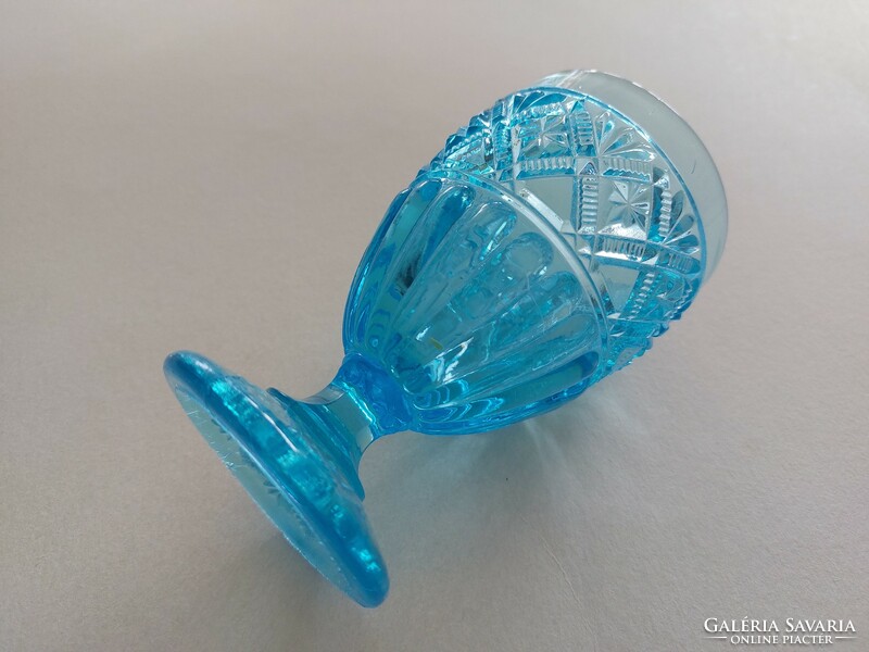 Régi kék üveg pohár kehely díszpohár 12 cm
